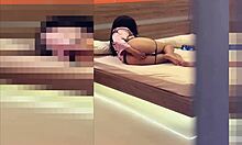 horny dude spies busty madrastra and jerks off on her back unnoticed