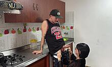 Petite emo redhead stepsis rides cock deepthroat screams kitchen orgasm