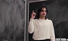 horny student bends over for friends and teacher's big cocks