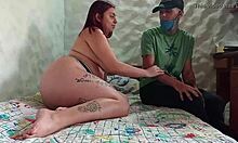 Colombian in lingerie fucks Venezuelan delivery boy for debt