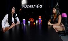 crossdressing swingers reveal exhibitionist secrets in sheer halloween lingerie game