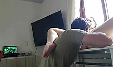 Curvy Latina Wife's Big Ass and Natural Tits Tease on Table