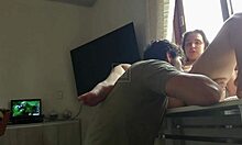 Curvy Latina Wife's Big Ass and Natural Tits Tease on Table