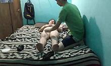 a latina couple's slippery lotion massage relaxes them