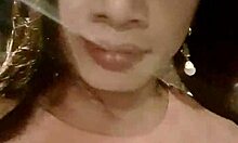 Ladyboy Flashes Stockings Outdoor Then Explosive Cumshot Masturbation