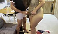 Socando Deep in Chubby Wife's Ass Creampie While Hubby Watches