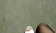 Ladyboy Flashes Stockings Outdoor Then Explosive Cumshot Masturbation