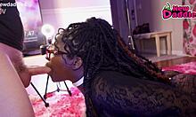 20 year old ebony whore deepthroats white daddy cock inhaling every inch