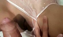 using my cute lingerie slut roughly in pov with her tight petite pussy pt 1