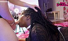 20 year old ebony whore deepthroats white daddy cock inhaling every inch