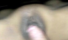 tight shaved wet pussy creampie makes her squirt hard in close-up action