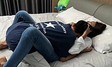 Intense Fucking Sexy Asian Girlfriend's Shaved Pussy with Blowjob and Lick