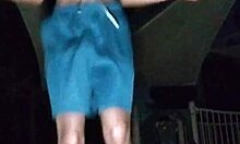 pretty skinny brunette mature solo workout in gym with roommate vibes.