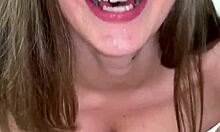 hot blonde babe rips clothes for pov deepthroat blowjob on monster cock