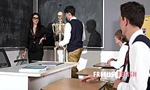 Milf teacher valentina nappi offers her body for free use fucking by eager teen students during class lessons