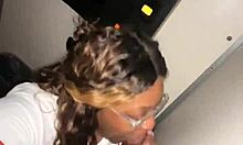 Ebony bbw throats juicy stranger bbc deep at gloryhole