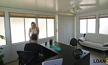 Czech babe spreads legs in office casting fuck to earn her desperate loan cash