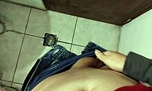 skinny guy strokes huge cock in bathroom pov wishing for your mouth