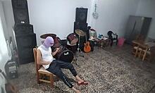 Best friend sneaks a private moment alone in the music room after i left