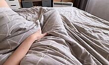 College babe fingers wet tight pussy moaning hard to orgasm in early morning homemade pov solo