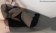 Naya Mirage Teases Her Shaved Pussy, Loving That Cucumber Deep Inside While Fingering In Lingerie