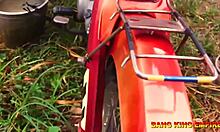 AFRICAN WIFE QUEEN RIDES EX-BOYFRIEND'S BIG DICK DOGGY IN GHETTO OUTDOOR FUN