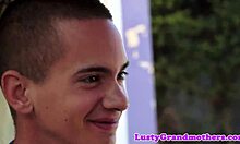 busty mature granny with saggy tits rides partner in cowgirl then takes doggystyle pounding hard