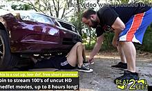 perv doc sniffs raven rogue sweaty socks feet during oil change