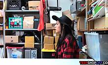 Security Guards Pound Cute Petite Teen Shoplifter Office Threesome Fuck