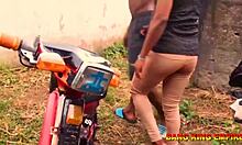 AFRICAN WIFE QUEEN RIDES EX-BOYFRIEND'S BIG DICK DOGGY IN GHETTO OUTDOOR FUN