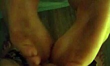 Homemade smelly dirty footjob with sunnyday's filthy toes exploding cum!