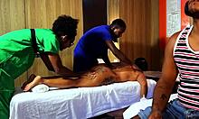 four hands massage turns rough nasty hotwife big cock pounding 😈💦