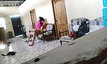 Stepmom rests on sofa until stepson arrives and fucks her whore style hard