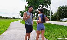 jog back home bent over pussy fucked doggystyle then riding cowgirl cumshot