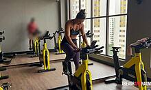 Latin ebony babe's sweaty gym session turns into bent over ass pounding