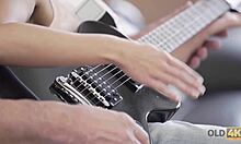 Skinny teen seduces old man for fingering lick and cumshot finale