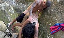 brazilian rio muse falls for young stud's cock at the waterfall