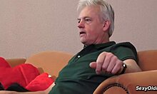 Kinky redhead rides old man's cock cowgirl style hard