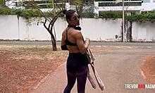 Latin ebony babe's sweaty gym session turns into bent over ass pounding