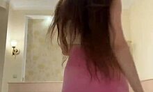 cutie dances miniskirt up flashing pussy lips