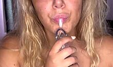 so i tell you to stroke that cock nice and slow while i tease my big tits then explode for this curvy blonde