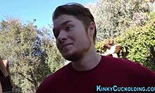 teen cuckolds him in steamy outdoor interracial 3way 😈🍆