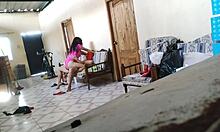 Stepmom rests on sofa until stepson arrives and fucks her whore style hard