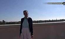 cute 19yo justine nervously tries her first skinny anal dildo stretch on camera