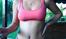 WOW TEEN STRIPS OUTDOORS FLASHING CAMELTOE TOES!