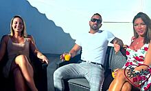 yo vittoria and pam's huge tits share one cock in lingerie threesome