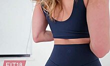 fit18 cheerleader kait's skinny flat chest yoga pants pov casting cumshot