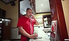 sauna dos cornos unfolds with ebony latina riding huge black cock