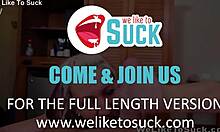 Amateur blonde teases licks balls then sucks cock close-up pov