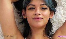 Brunette teen with perfect body says daddy make me cum so horny